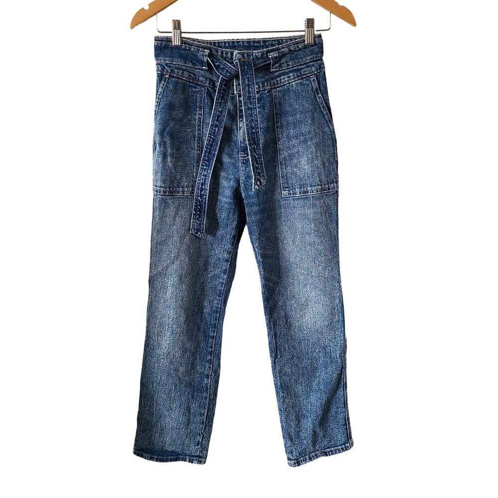 Abercrombie & Fitch US Women's Sz 4 Ultra High Rise Straight Leg Jeans Tie Waist